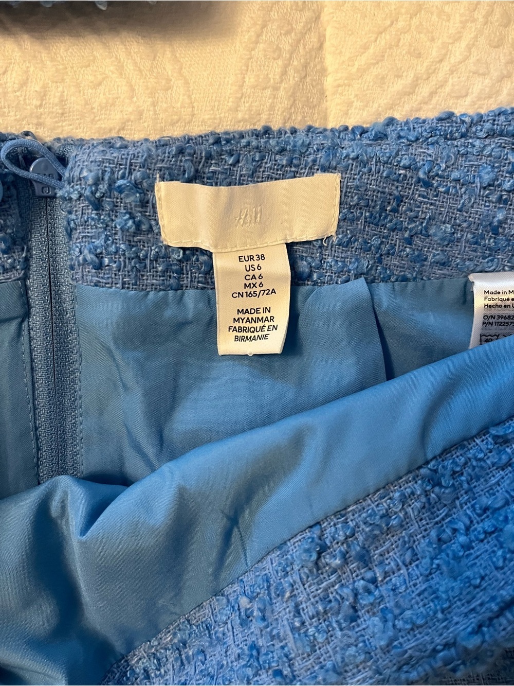 H&M Double-Breasted Bouclé Blazer Jacket and skirt set aqua blue XS  6us - Picture 3 of 7